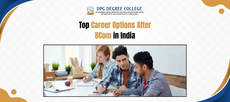 Students discussing top career options after BCom in India.